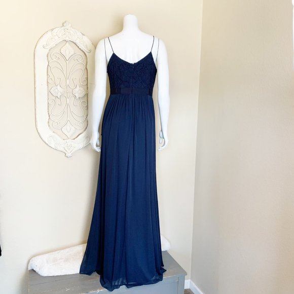 Adrianna Papell | Women's Navy Blue Lace & Chiffon Evening Gown | Size: 8 - Picture 8 of 13